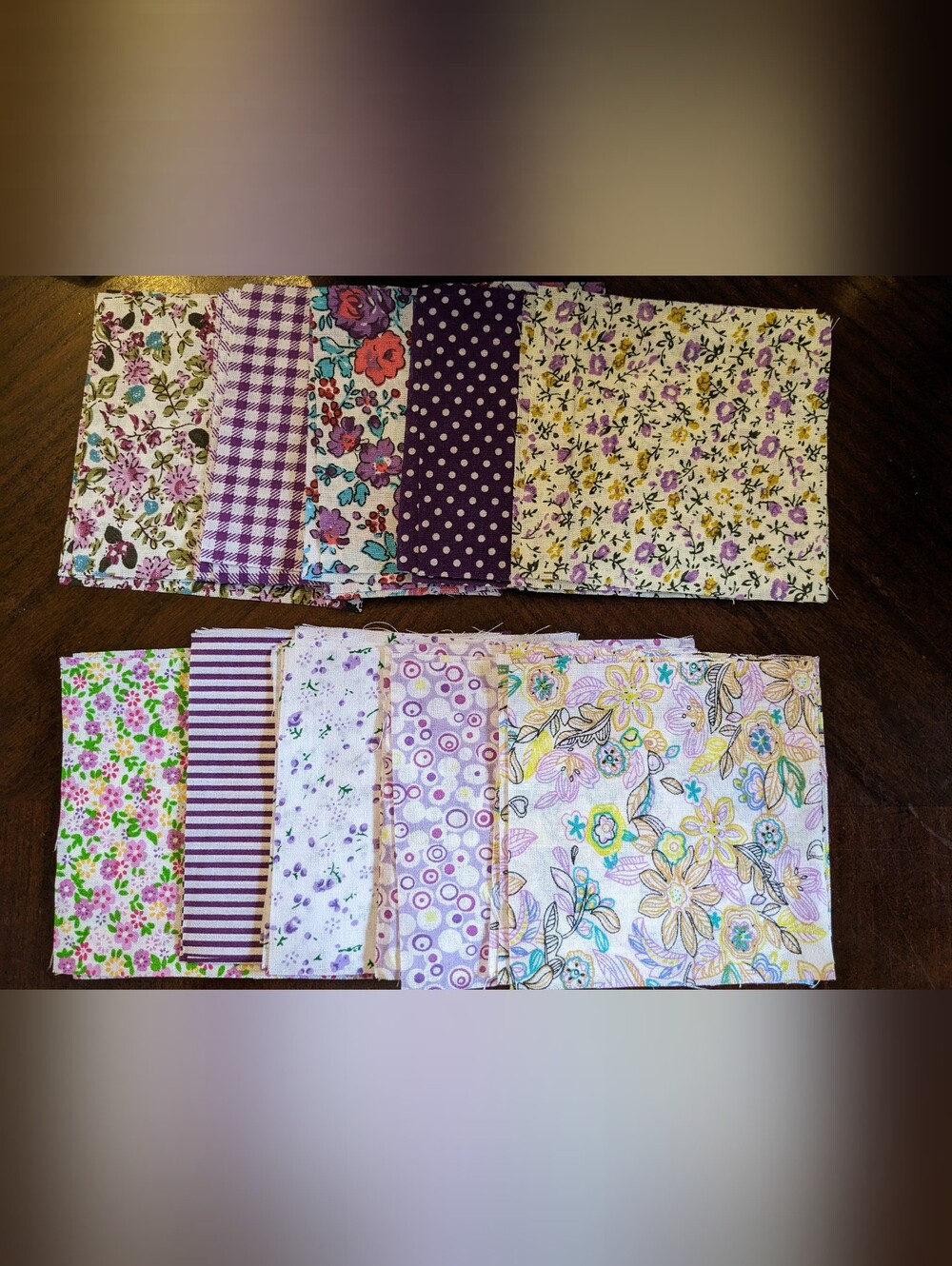 Purple Floral Fabric Quilting Squares Precut 4” Mixed Prints 50 pc TM4-B